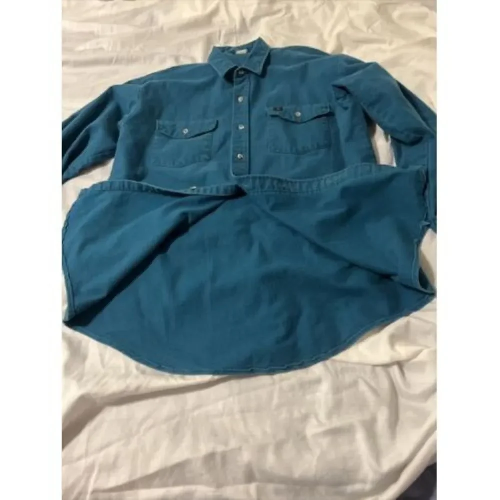 VTG Codet Blue Green Chamois Shirt USA Cotton Soft Flannel Shacket - Large Tall?
